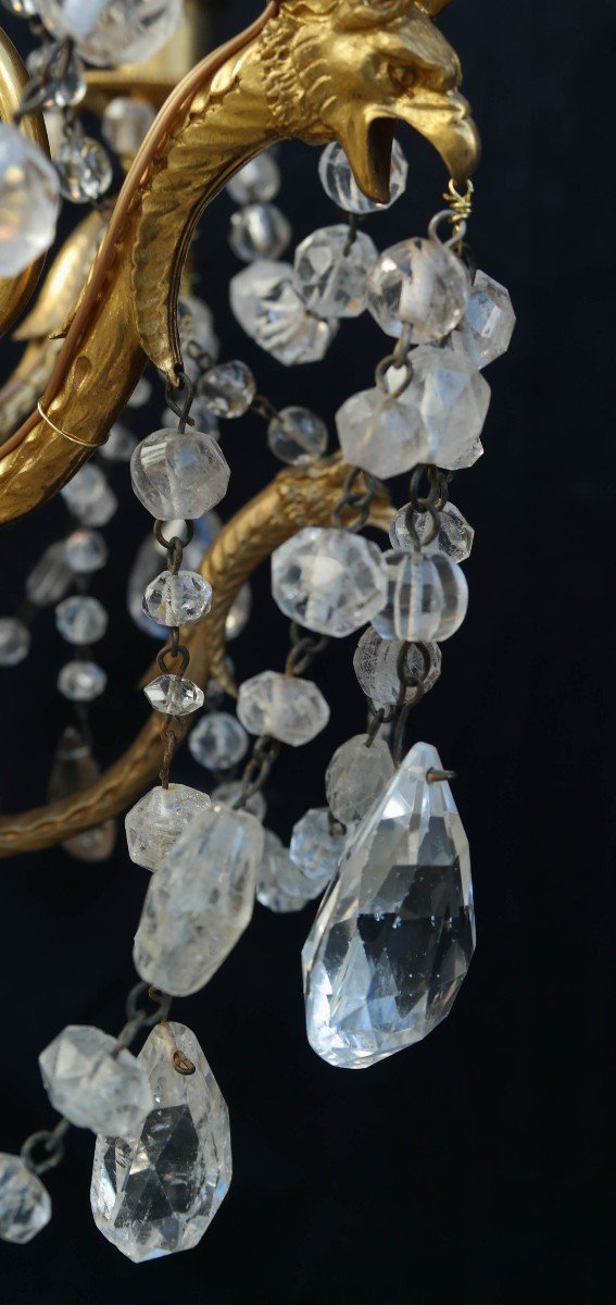 18th Century Bronze And Rock Crystal Chandelier.-photo-6