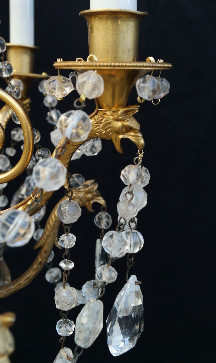 18th Century Bronze And Rock Crystal Chandelier.-photo-7