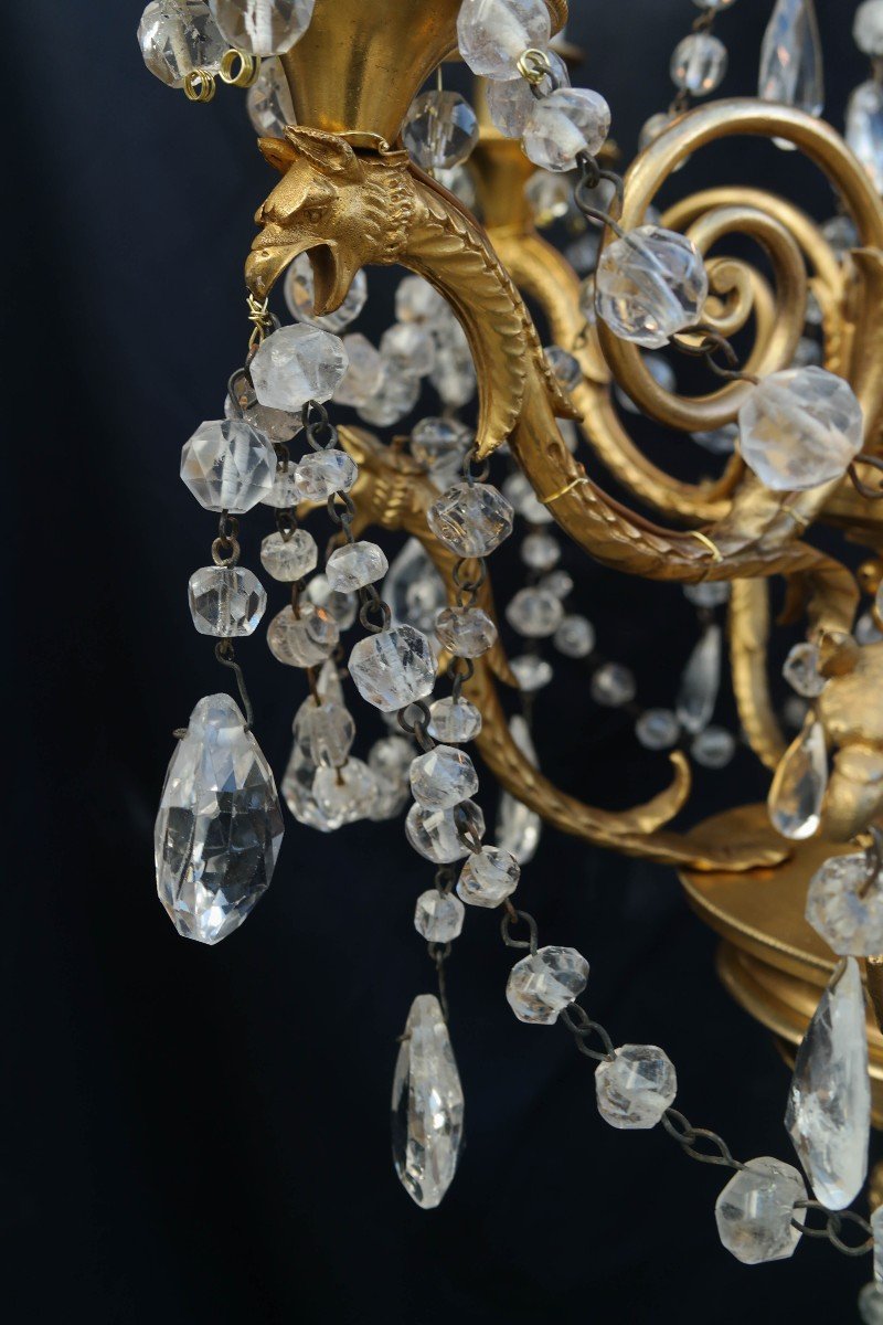 18th Century Bronze And Rock Crystal Chandelier.-photo-8