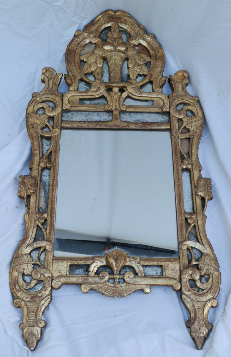 Miroir à Pareclose Louis XV En Bois Doré -photo-2