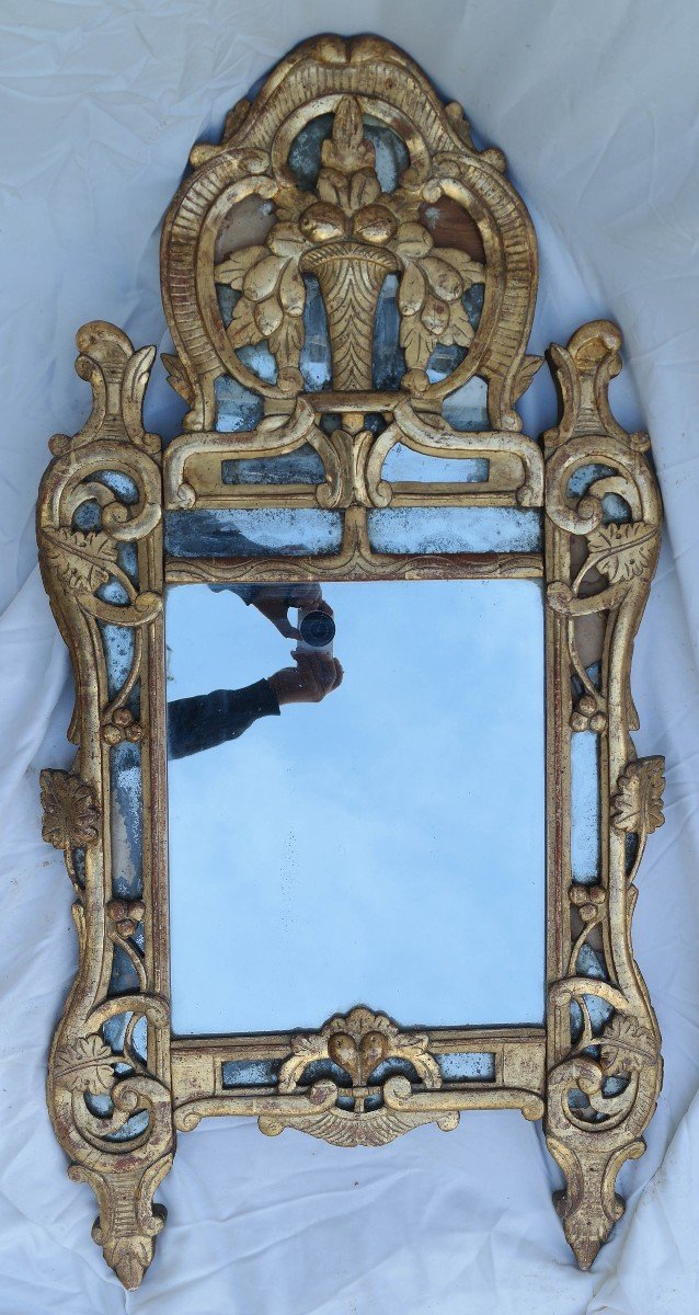 Miroir à Pareclose Louis XV En Bois Doré 