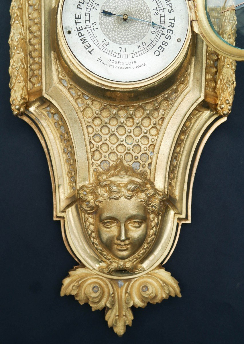 Baromètre d'Alcove En Bronze Doré Tyle Louis XVI-photo-4