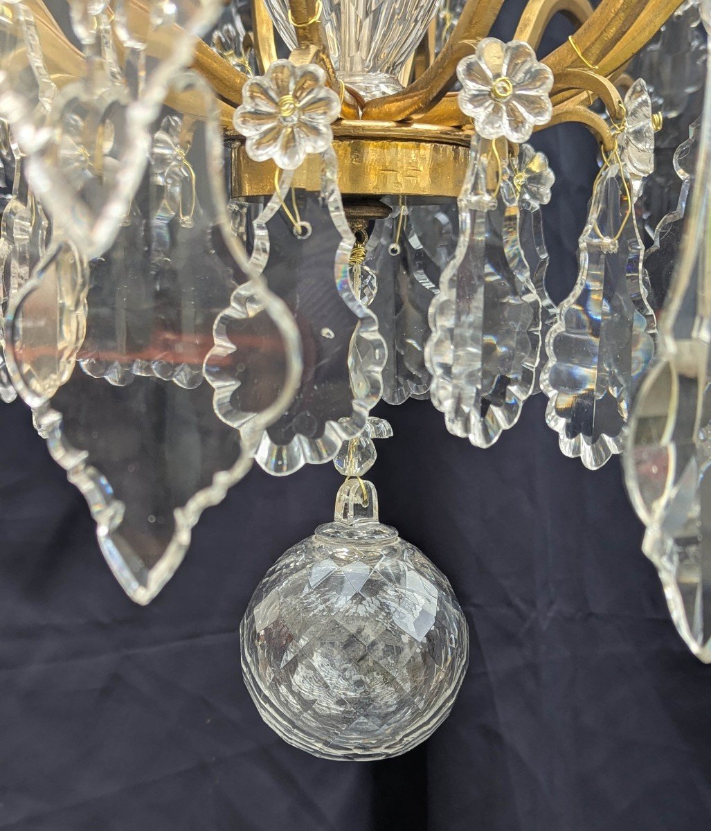 Lustre cage à 18 Lumières style Louis XV en bronze et cristal de Baccarat-photo-3