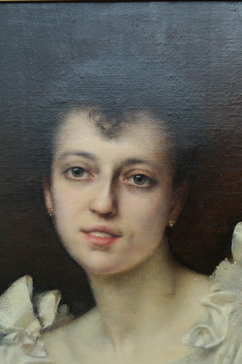 Proantic Portrait D Une Jeune Femme Huile Sur Toile Par Jules Victor