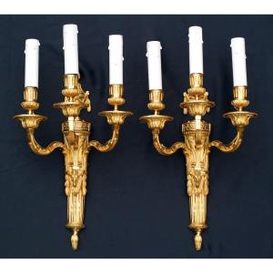 Pair Of Louis XVI 3-light Wall Lights