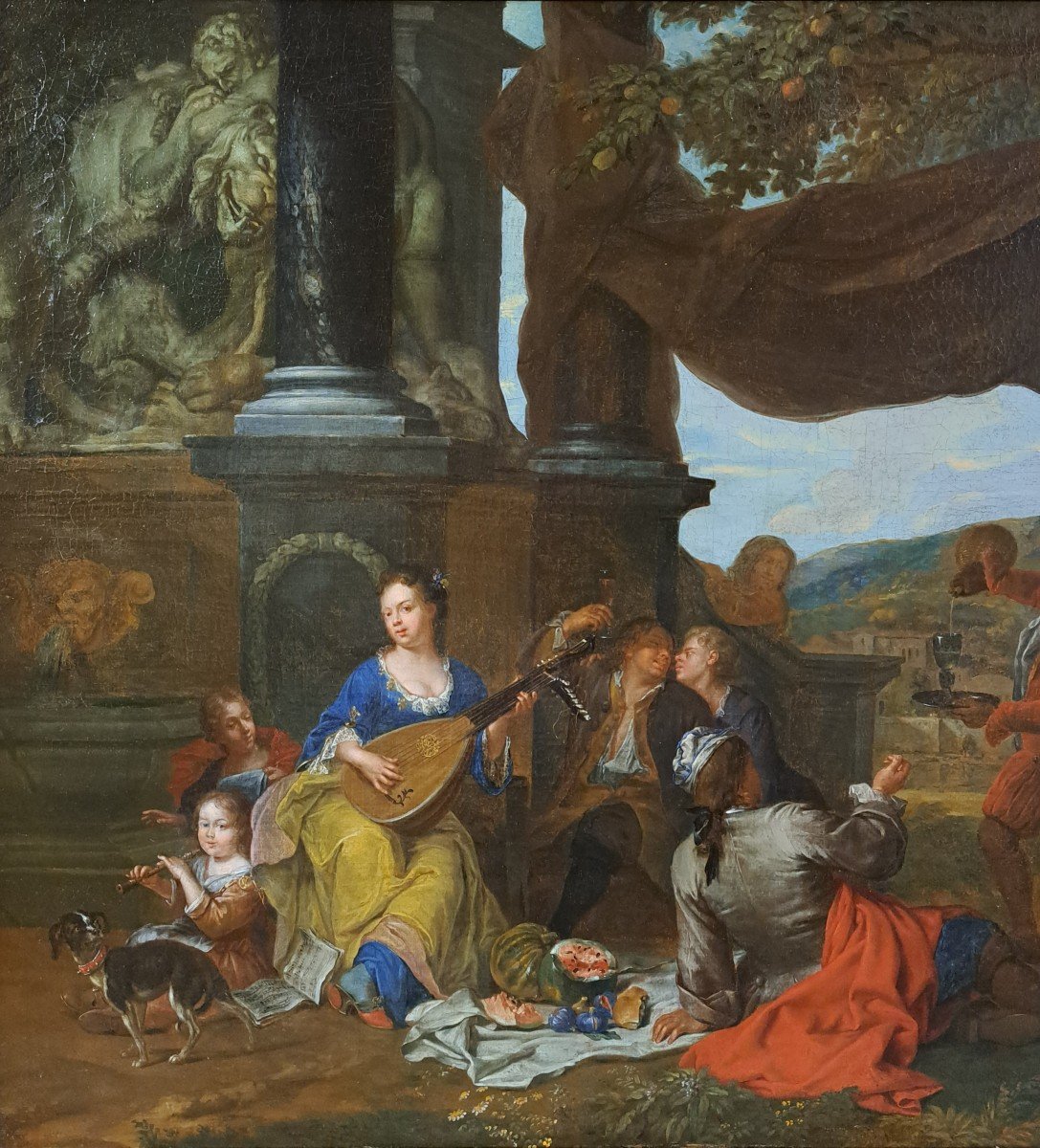 Balthasar Van Den Bossche (1681-1715), Scène Galante Aux Musiciens-photo-4