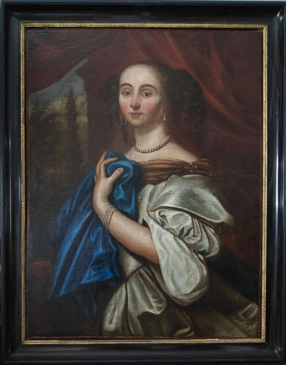 Ecole Hollandaise Du XVIIIème Siècle, Portrait D’une élégante aux perles