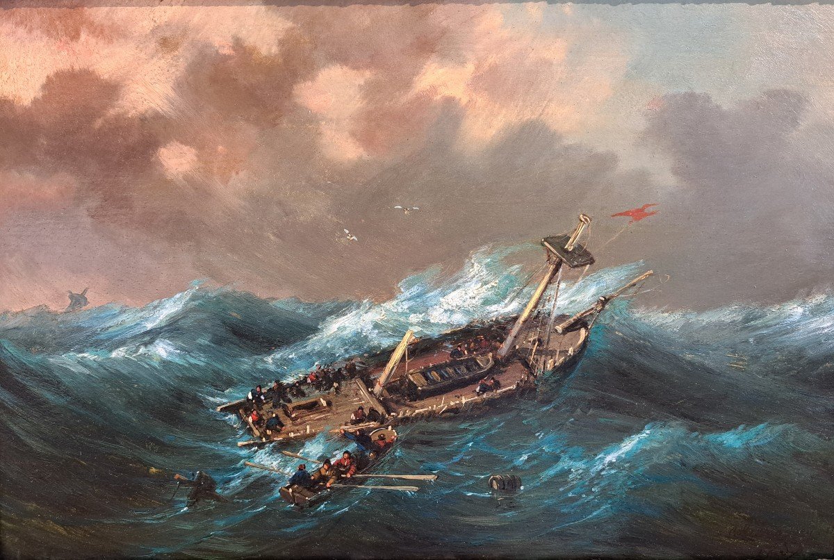 Charles Euphrasie Kuwasseg (1833-1904), La Tempête, Huile Sur Panneau