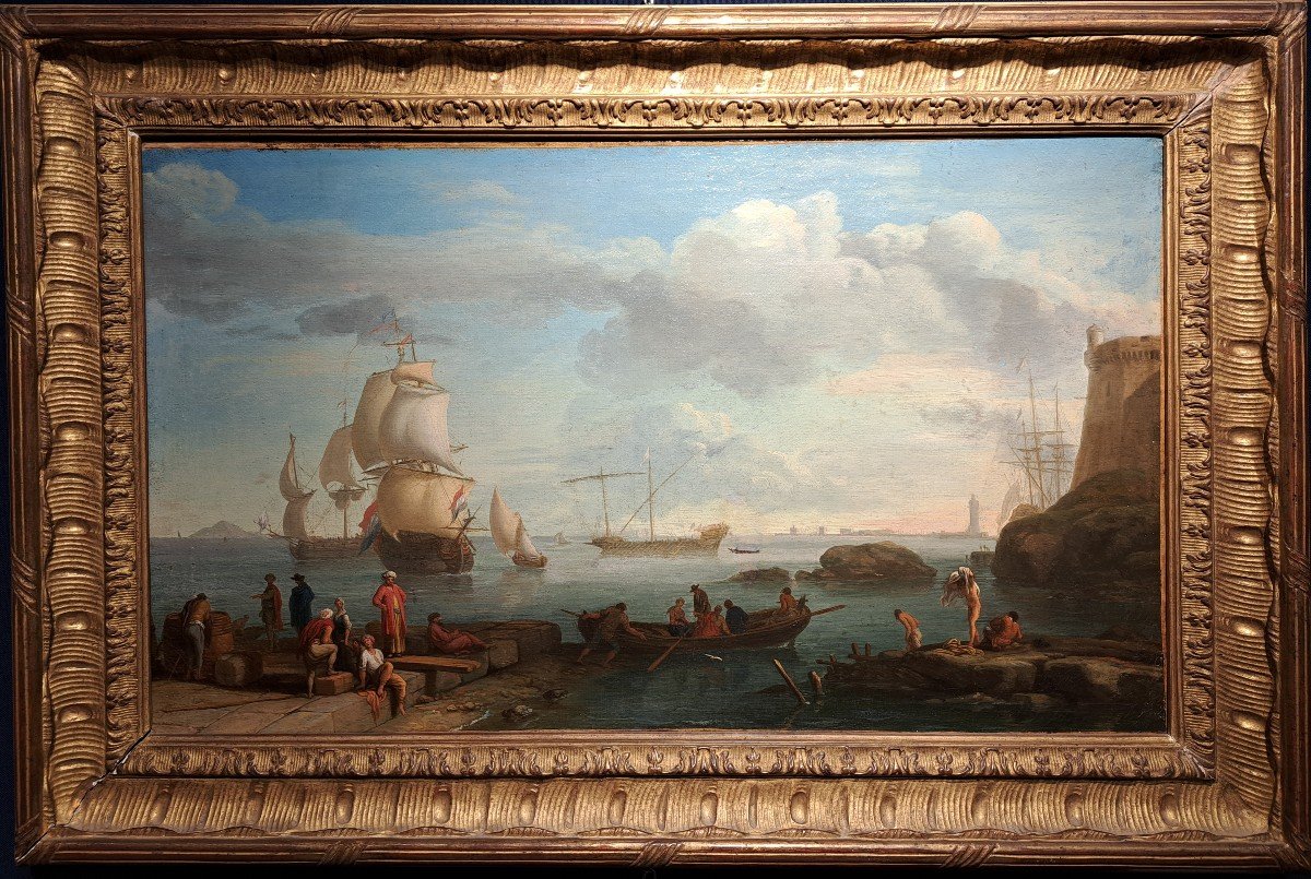 Adrien Manglard (1695-1760), Attribué à , Vue De Port-photo-3