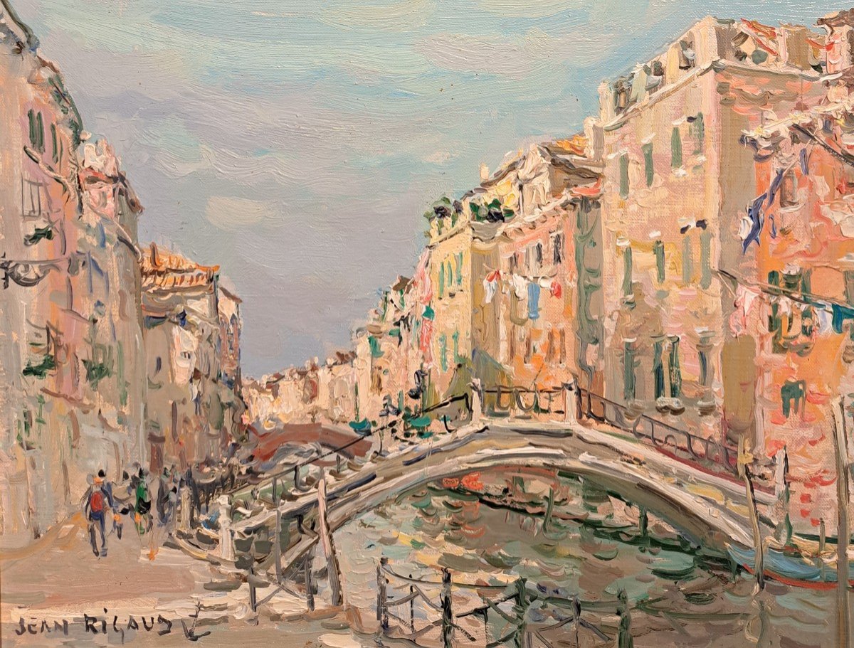 Jean Rigaud (1912-1999) - Venice The Saint Anne Canal (rio Di Sant'anna)-photo-2