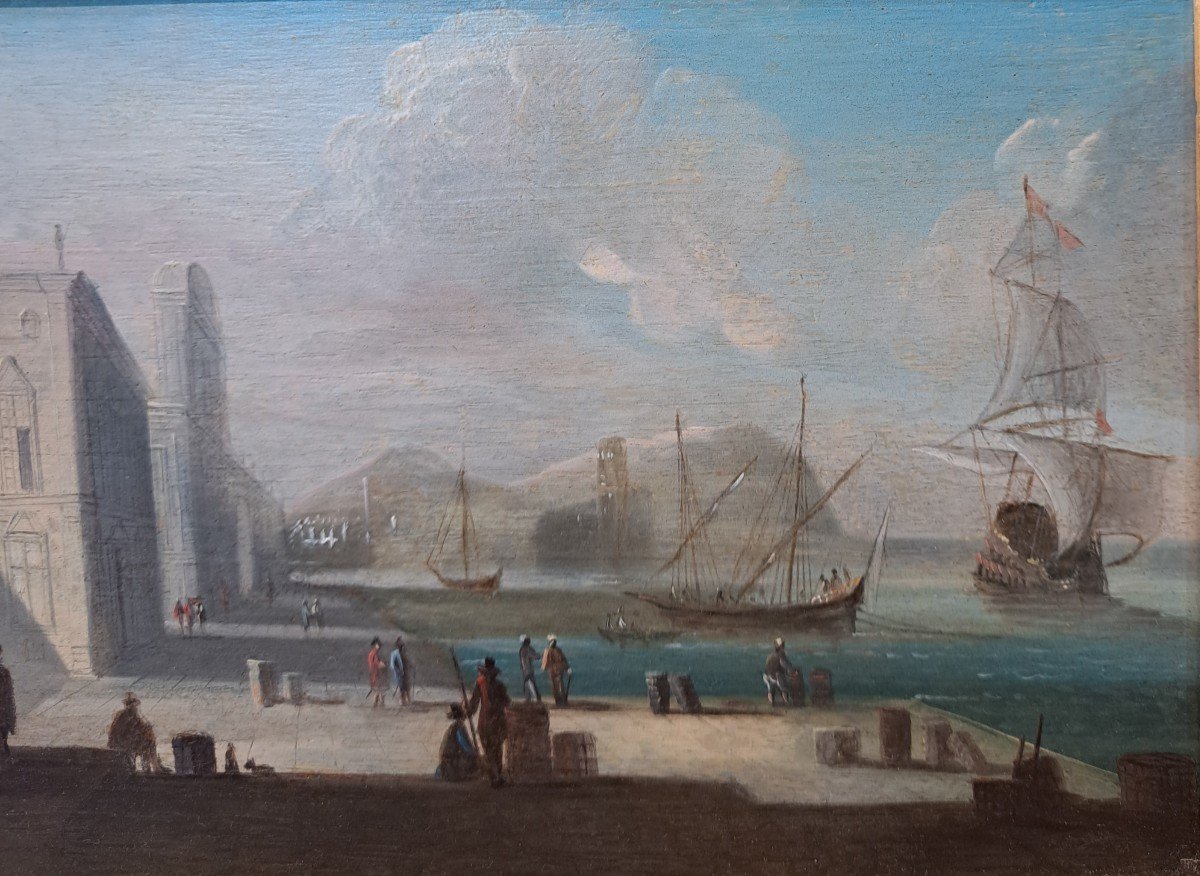 Johann Wilhelm Baur (1607-1642) - Suiveur De,  Vue d'Un Port -photo-3