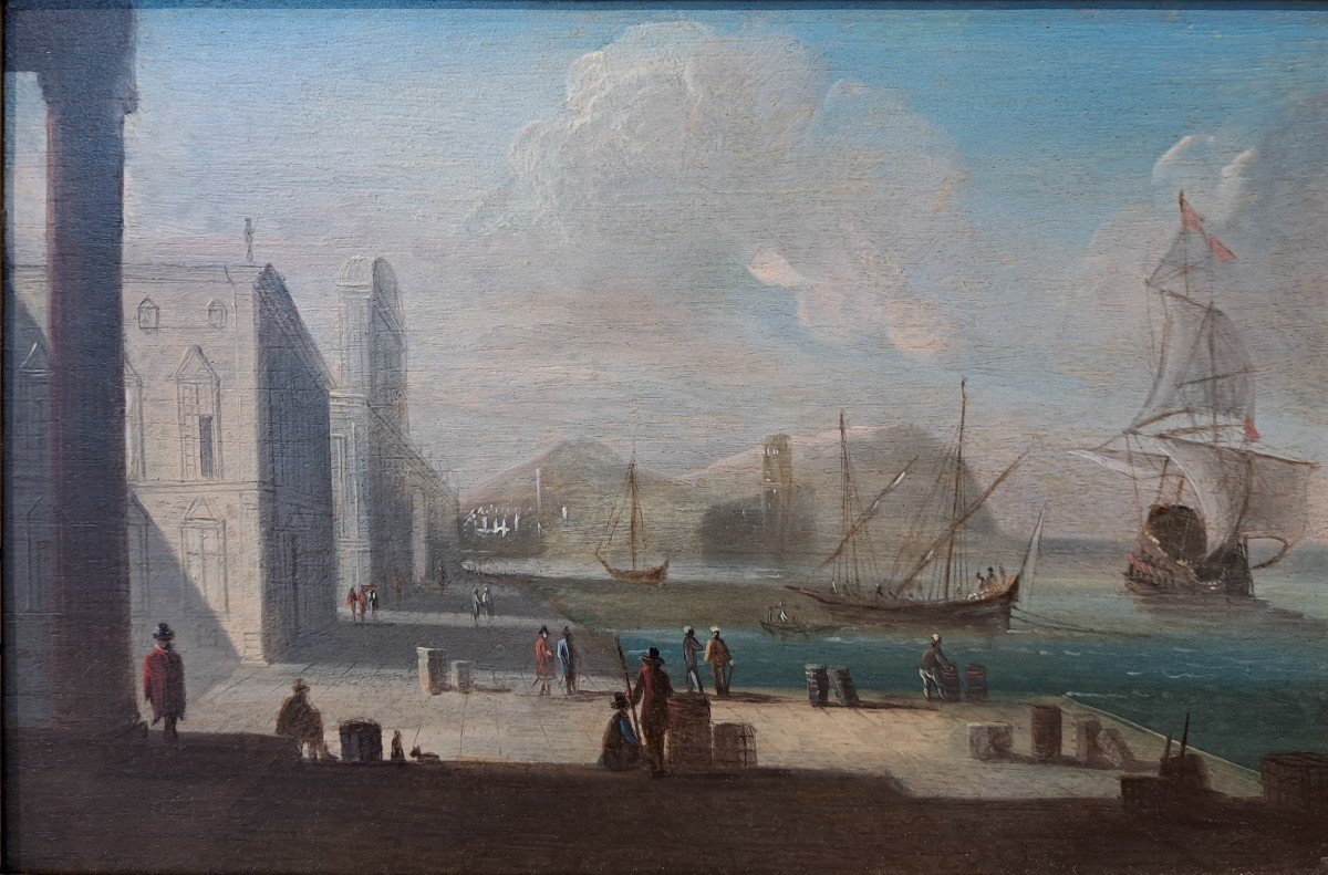 Johann Wilhelm Baur (1607-1642) - Suiveur De,  Vue d'Un Port 