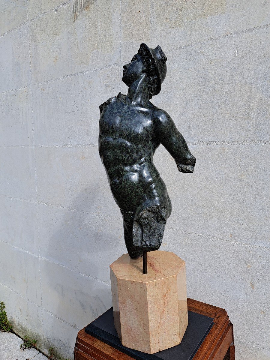 Jean De Bologne (1529-1608) After, Mercury In Serpentine Marble, Grand Tour 19th Century-photo-2