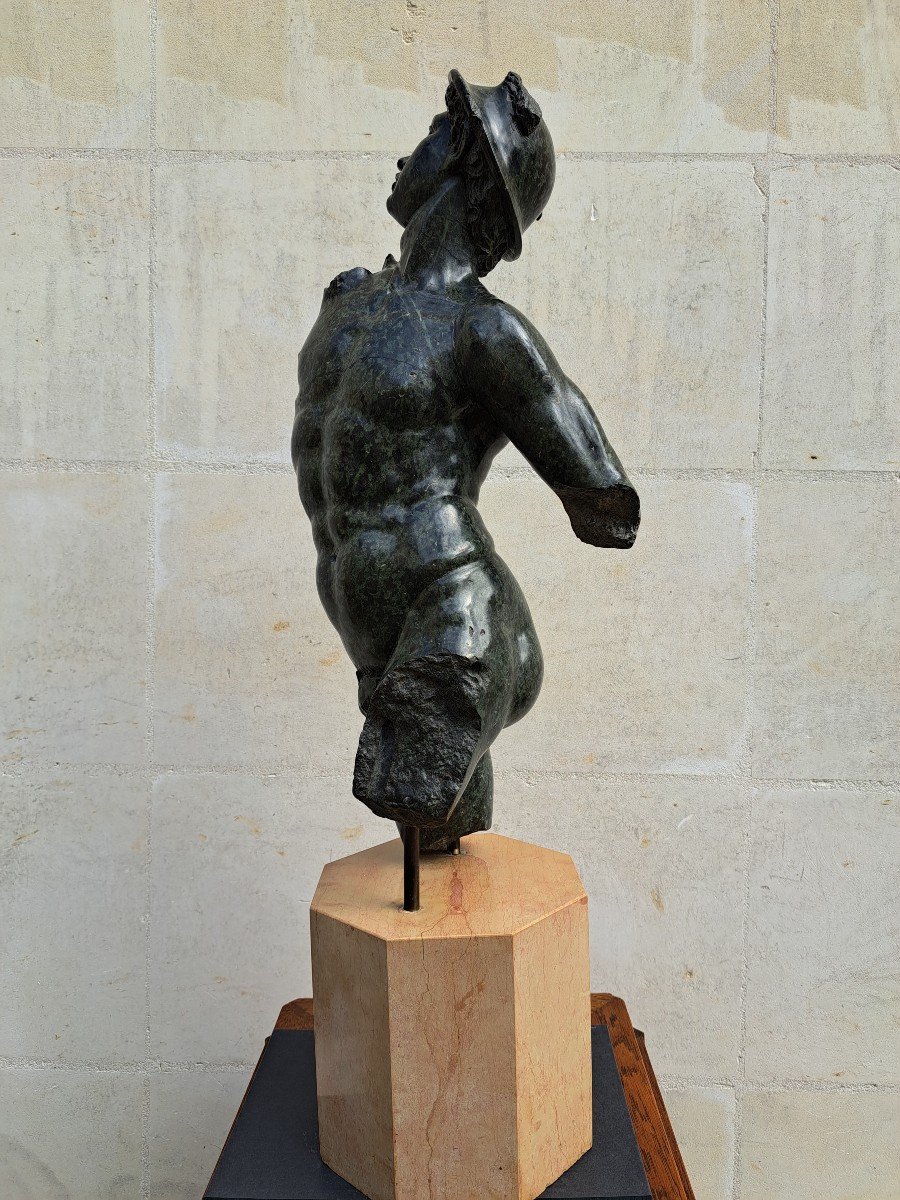 Jean De Bologne (1529-1608) After, Mercury In Serpentine Marble, Grand Tour 19th Century-photo-3