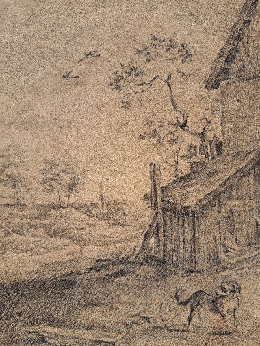 Follower Of David II Teniers (antwerp, 1610 - Brussels, 1690), The Farm, Large Drawing-photo-2