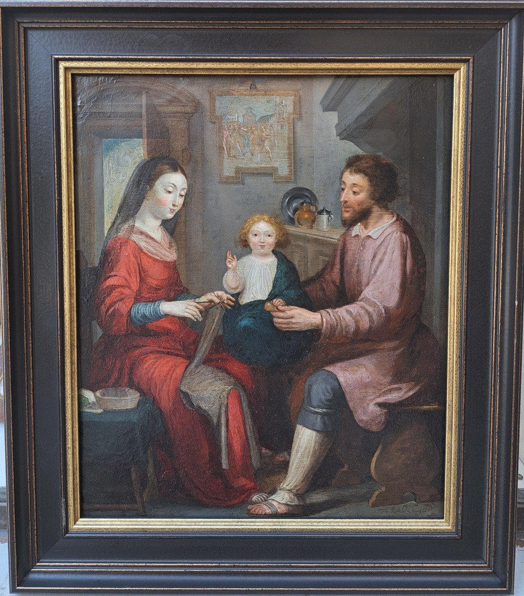 Entourage De Guy François (1580-1650), La Sainte Famille, Cuivre-photo-2