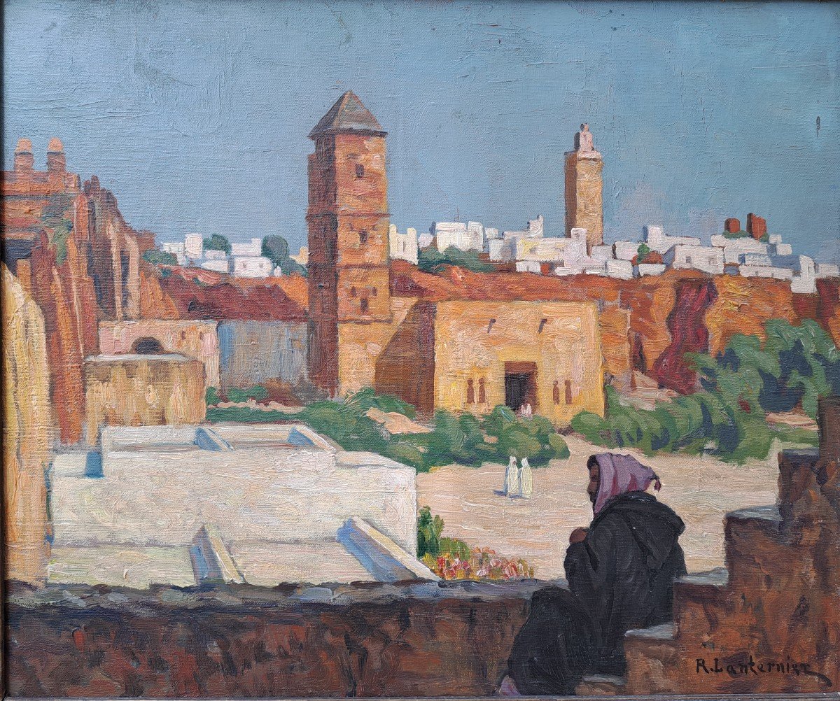 Raoul Léon Lanternier (1870-?), Vue De La Ville De Rabat- Jardin Des Oudayas