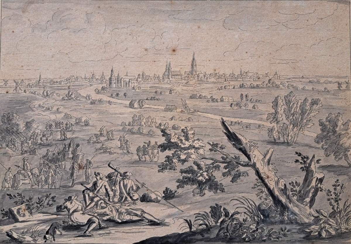 Workshop Of François Adam Van Der Meulen (1632-1690), 2 Battle Drawings Of Louis XIV-photo-3