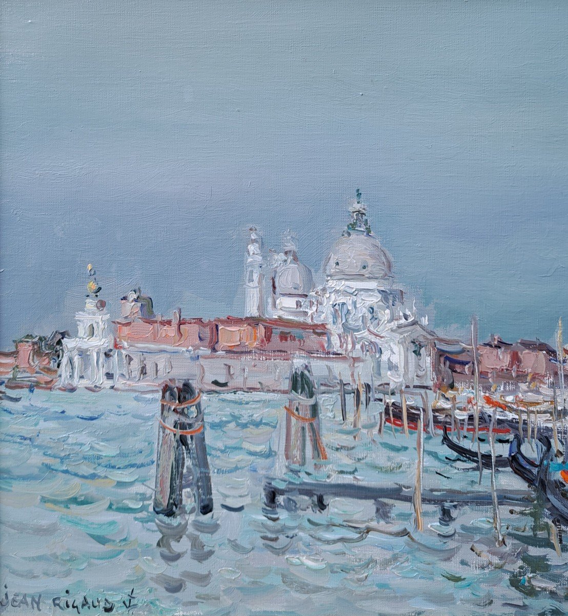 Jean Rigaud (1912-1999) - Venise La Dogana Et La Salute - Huile-photo-3