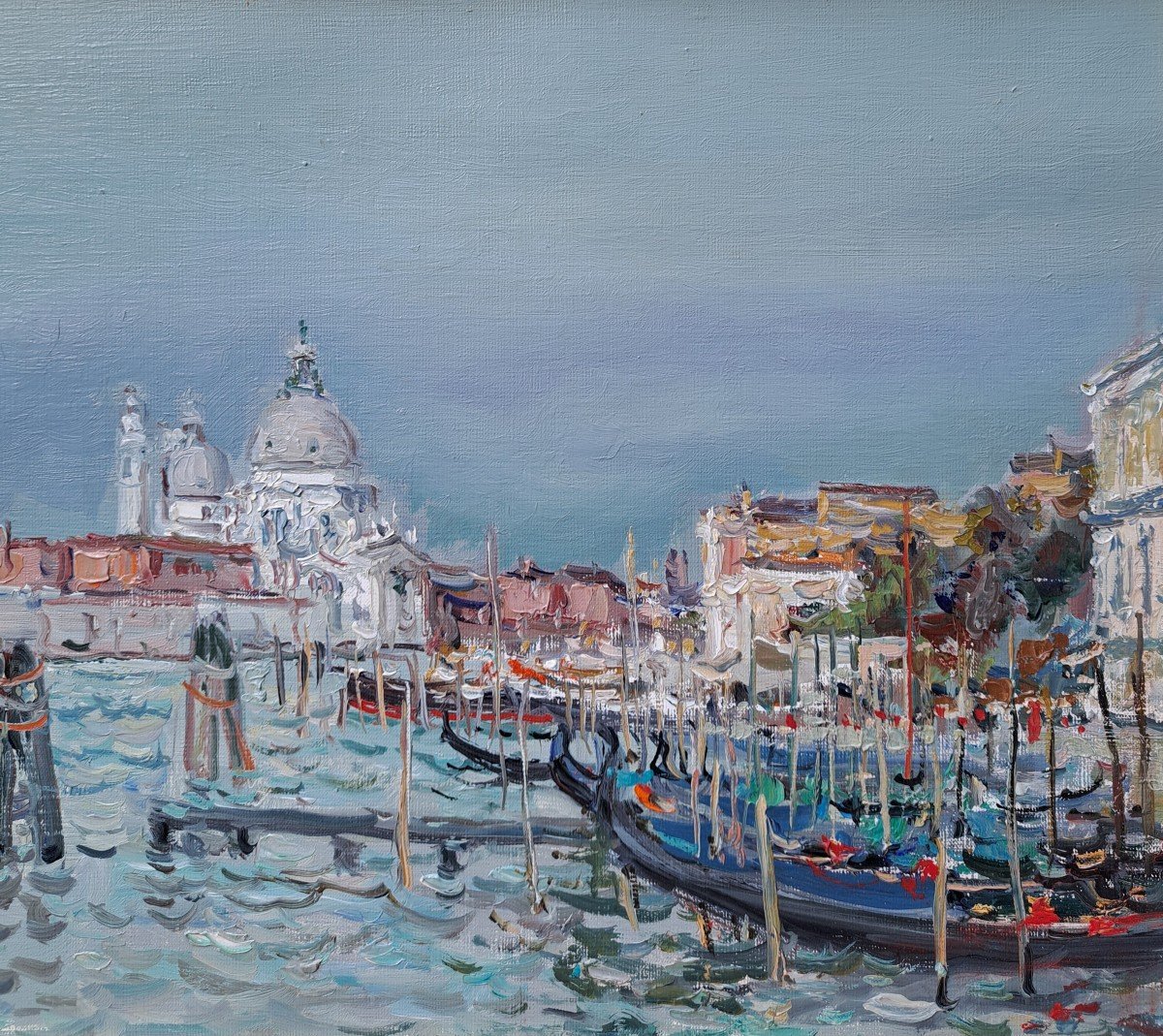 Jean Rigaud (1912-1999) - Venise La Dogana Et La Salute - Huile-photo-4