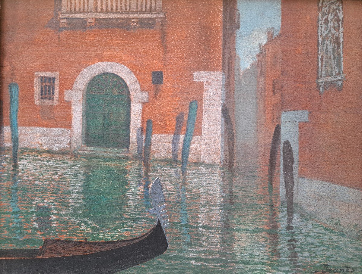 Sigismond Jeanes (1863-1952) Vue d'Une Gondole à Venise-photo-2