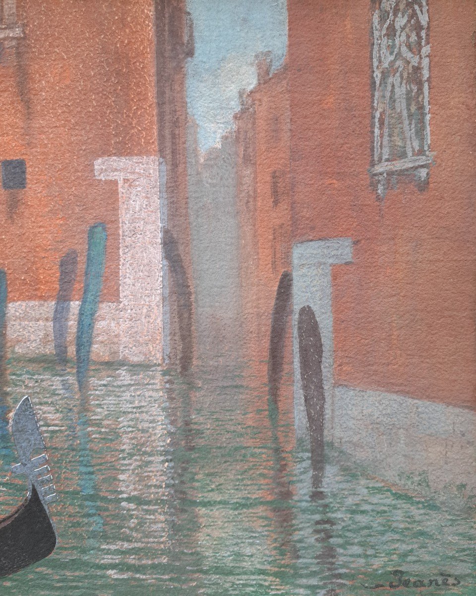 Sigismond Jeanes (1863-1952) Vue d'Une Gondole à Venise-photo-2