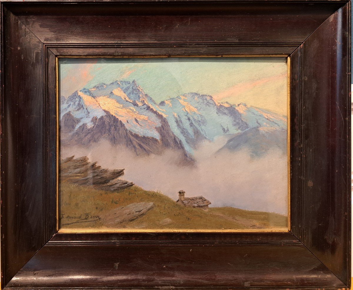 Edouard Brun (1860-1935), Crépuscule Sur La Montagne-photo-2