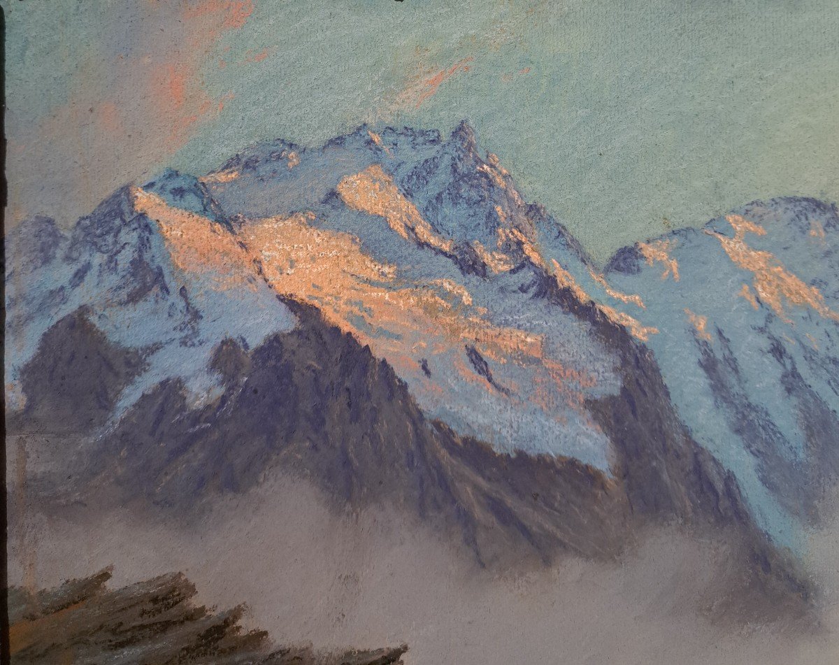 Edouard Brun (1860-1935), Crépuscule Sur La Montagne-photo-4