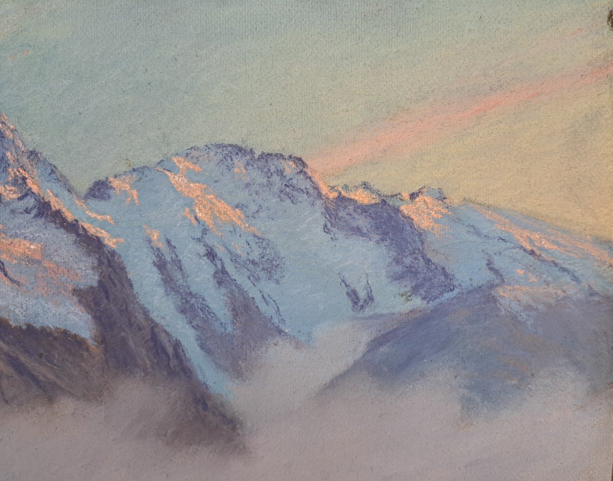 Edouard Brun (1860-1935), Crépuscule Sur La Montagne-photo-1