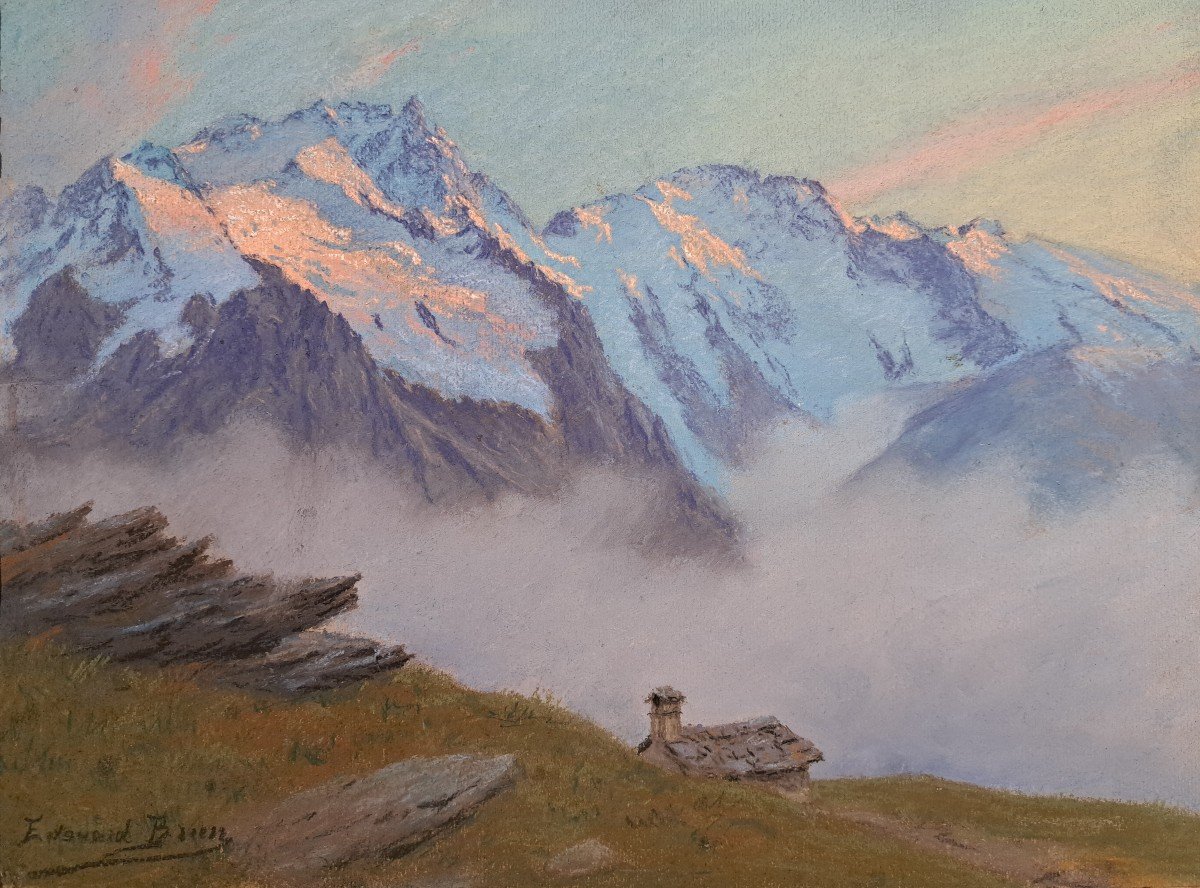 Edouard Brun (1860-1935), Crépuscule Sur La Montagne