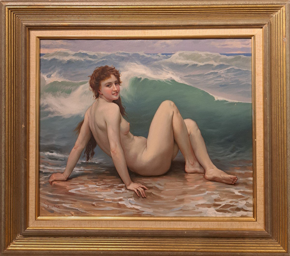 20th Century Russian Artist, Woman With Wave, Oil