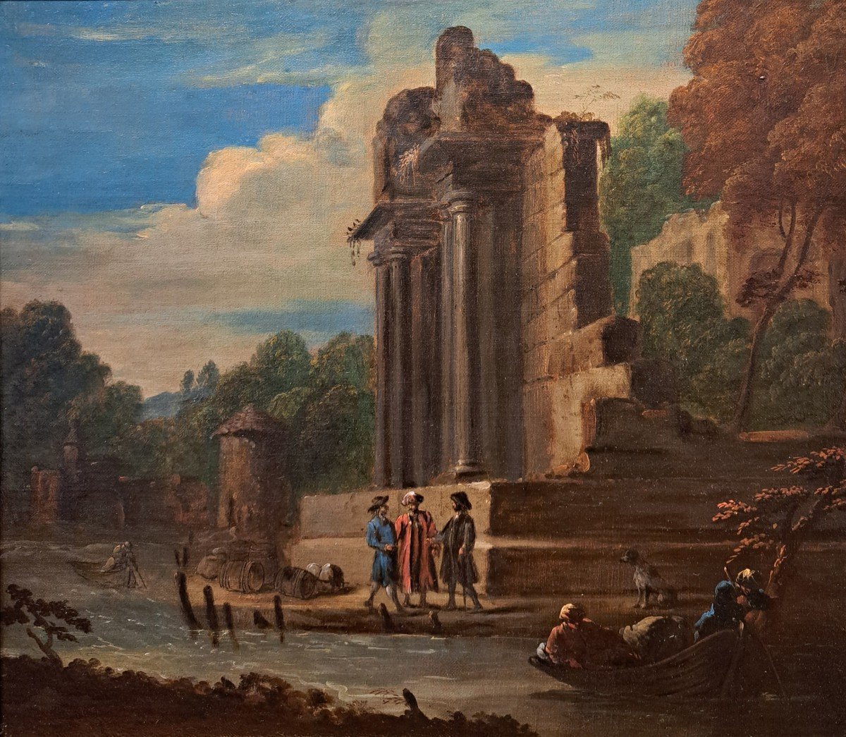 18th Century Italian School, Negotiation In The Ruins-photo-2