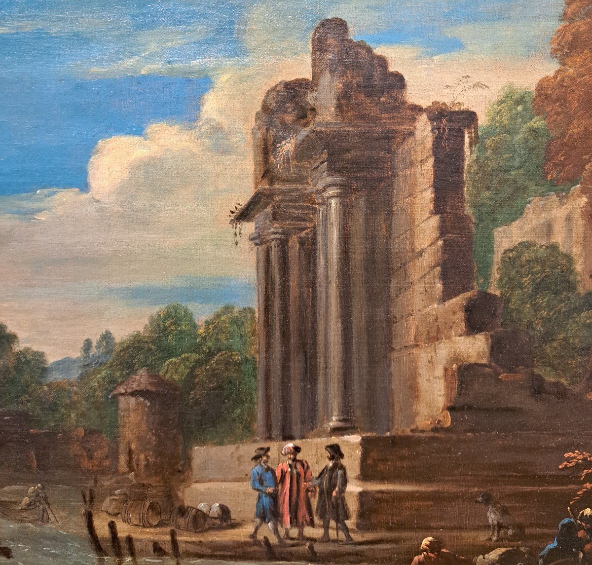 18th Century Italian School, Negotiation In The Ruins-photo-3