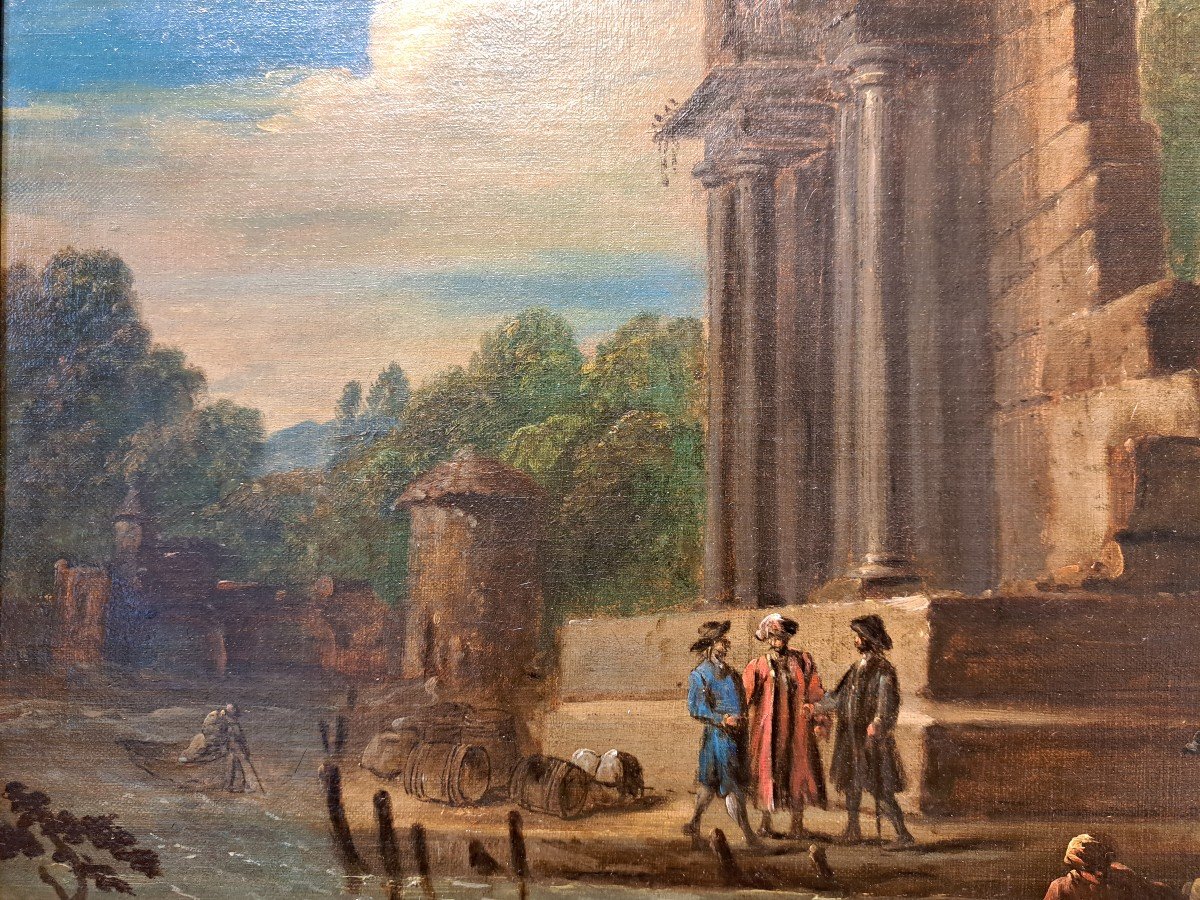 18th Century Italian School, Negotiation In The Ruins-photo-1