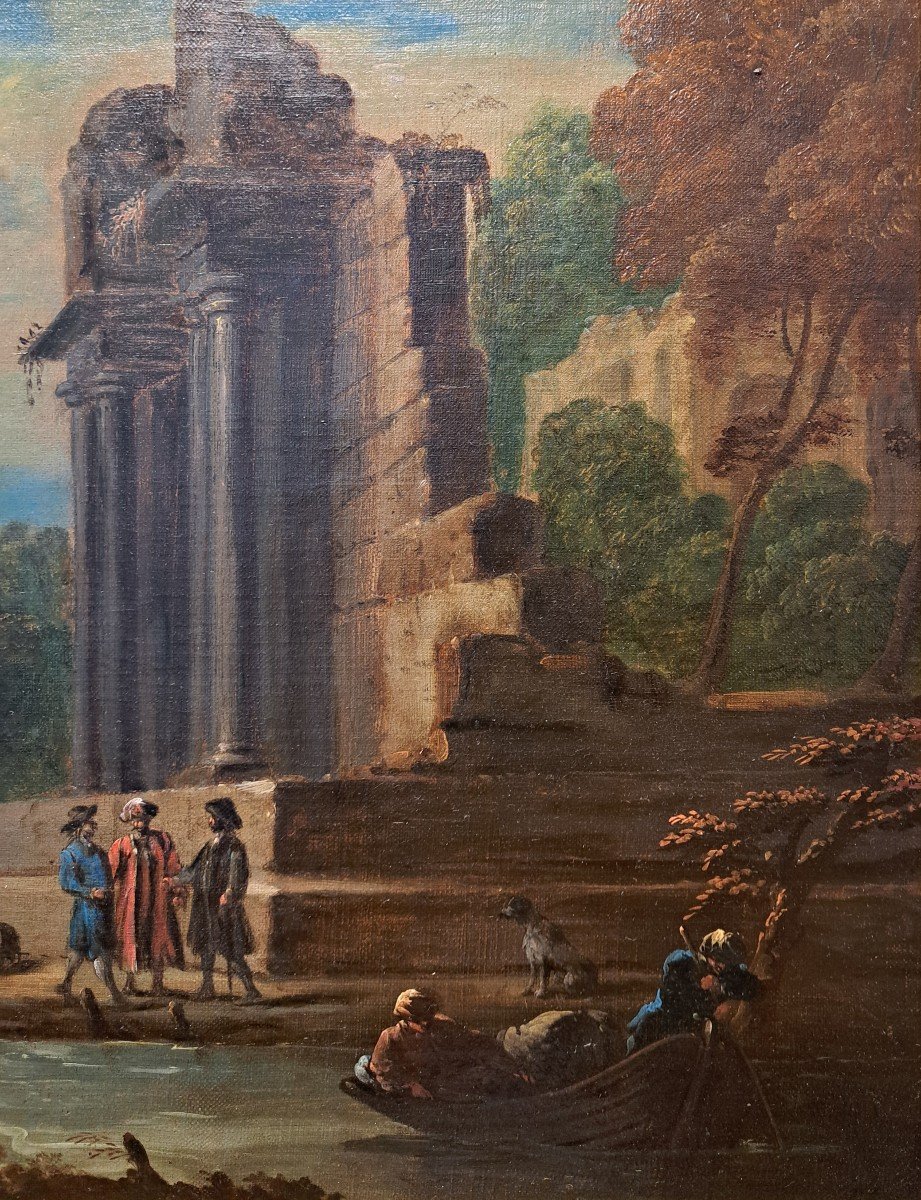 18th Century Italian School, Negotiation In The Ruins-photo-2