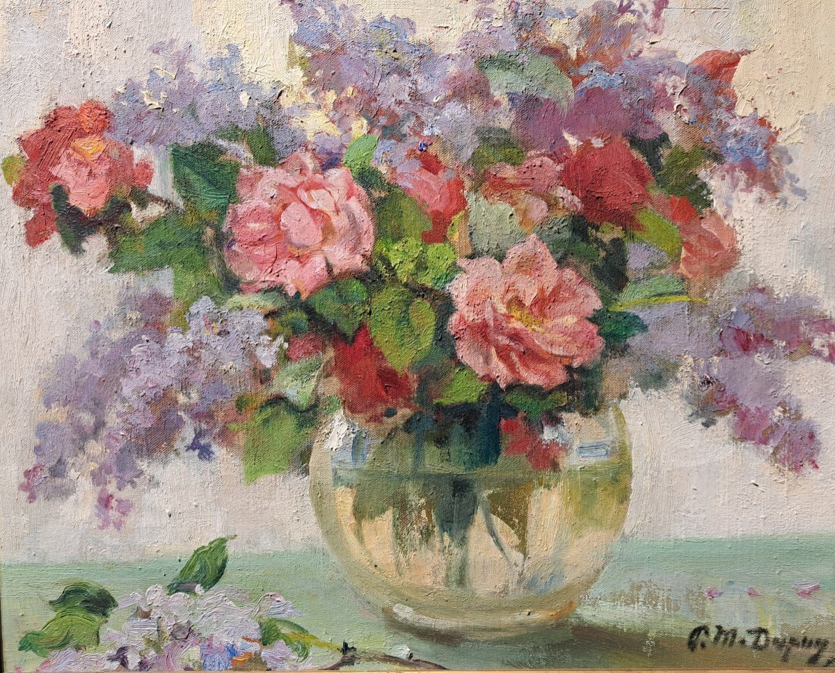 Paul Michel Dupuy (1869-1949), The Bouquet Of Roses And Lilacs-photo-2