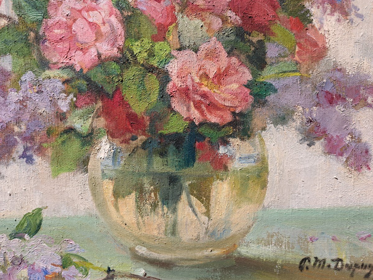 Paul Michel Dupuy (1869-1949), Le Bouquet De Roses Et Lilas-photo-3