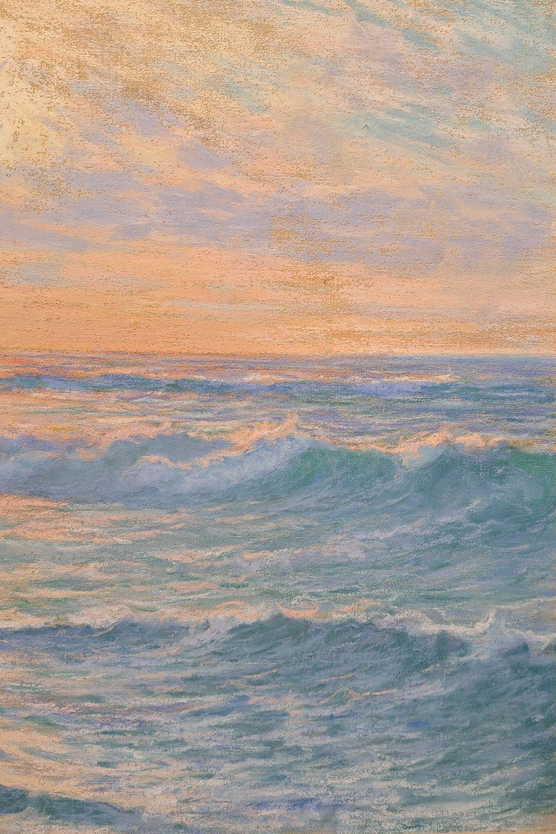 Arsène Chabanian (1864-1949), Soleil Couchant, Pastel-photo-4