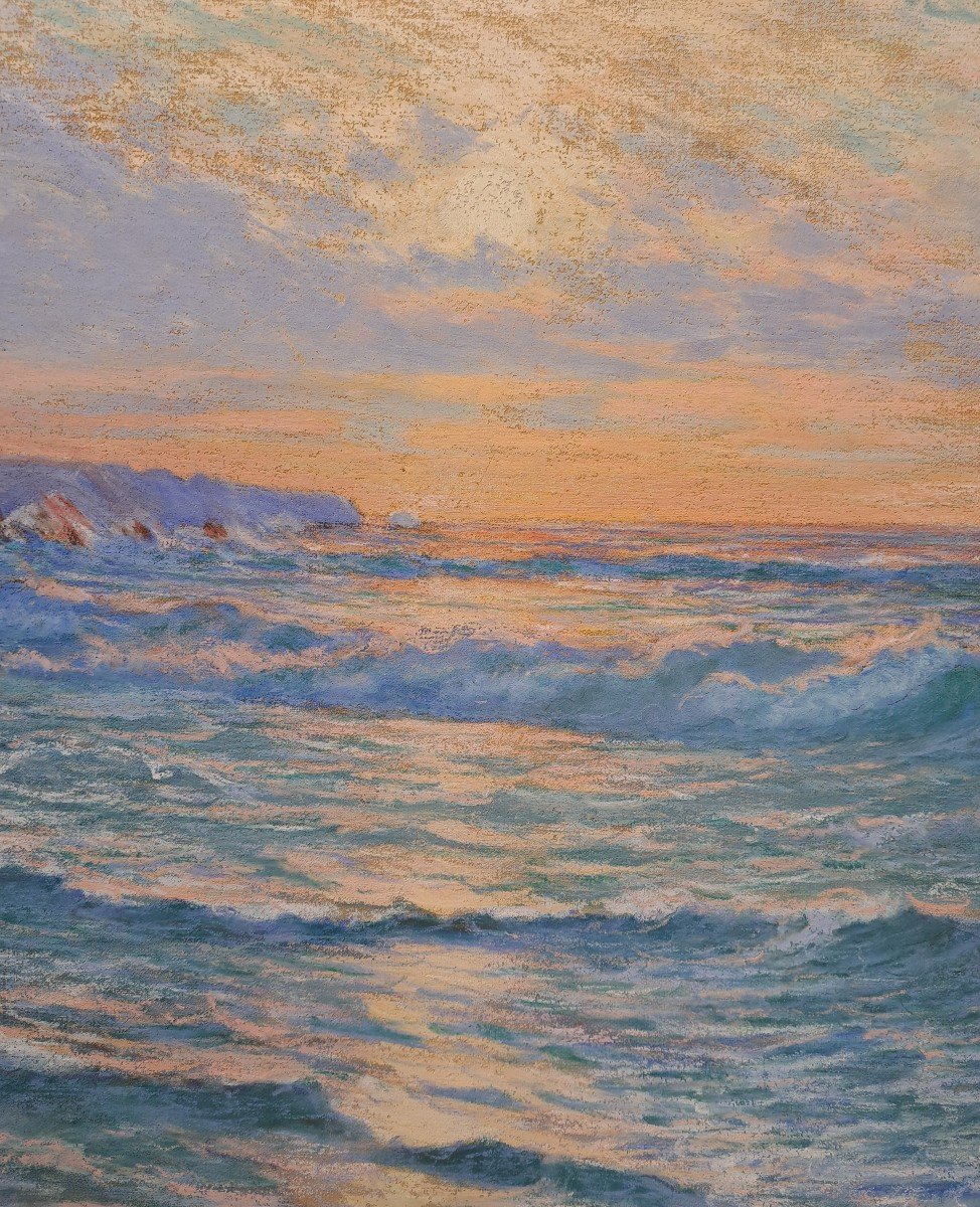 Arsène Chabanian (1864-1949), Soleil Couchant, Pastel-photo-5