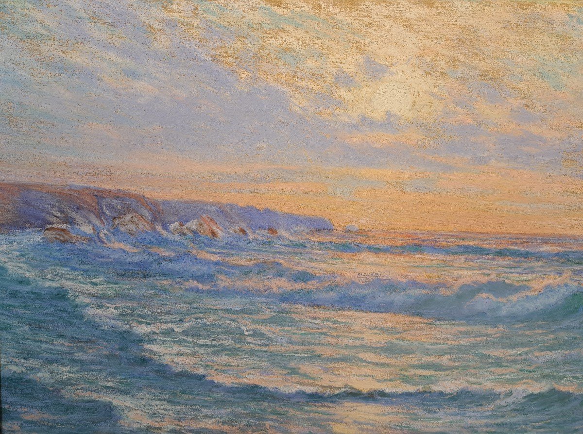 Arsène Chabanian (1864-1949), Soleil Couchant, Pastel-photo-6