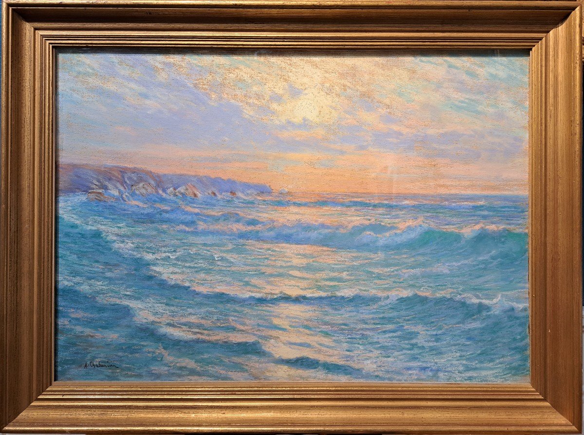 Arsène Chabanian (1864-1949), Soleil Couchant, Pastel