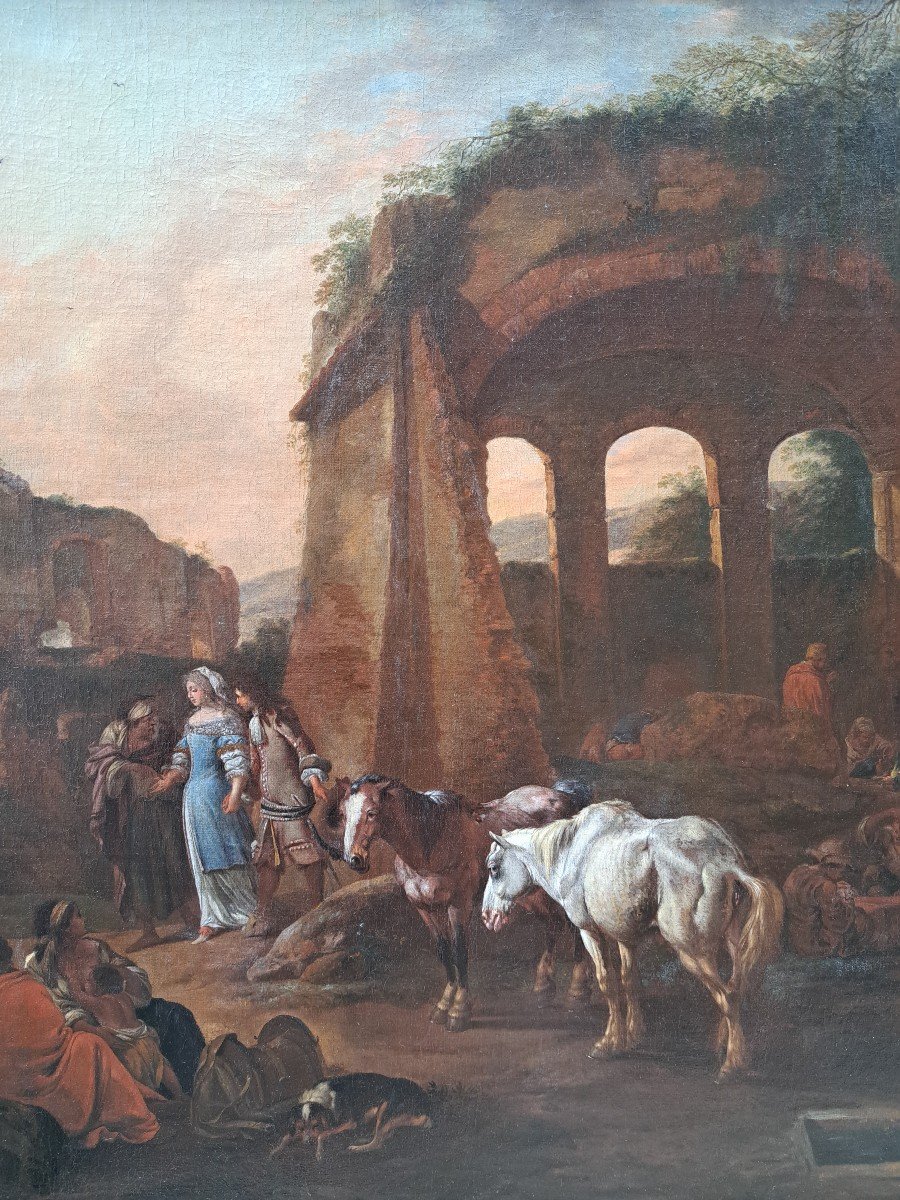 Johann Heinrich Roos (1631-1685), La Diseuse De Bonne Aventure Dans Les Ruines Romaine-photo-4