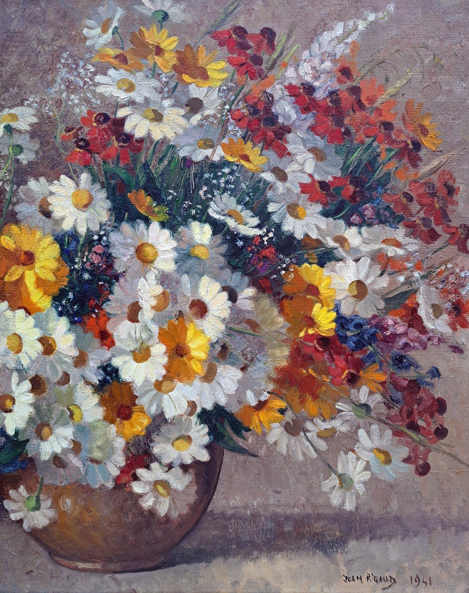 Jean Rigaud (1912-1999) - Large Bouquet Of Flowers-photo-1