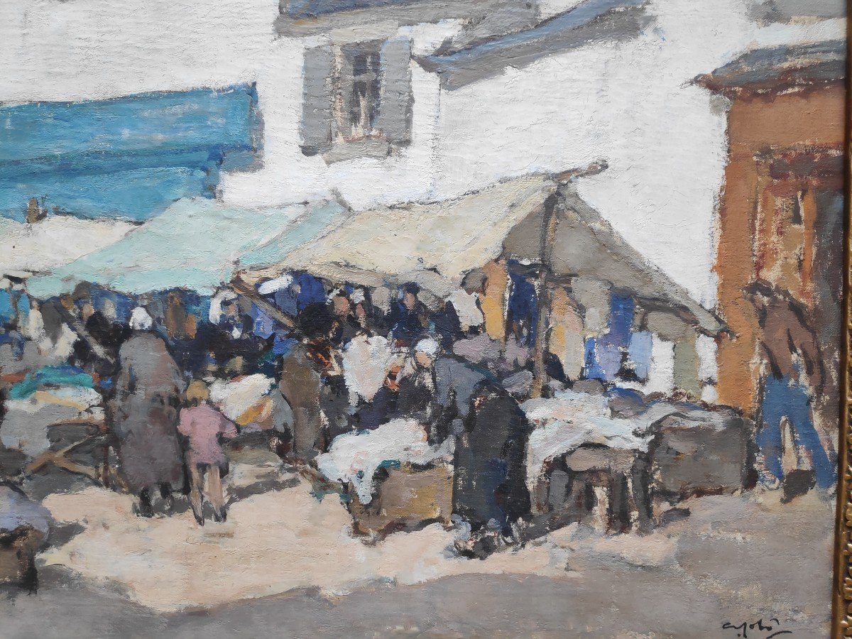 Georges Gobo (1876-1958), Market Scene In Douarnenez-photo-3