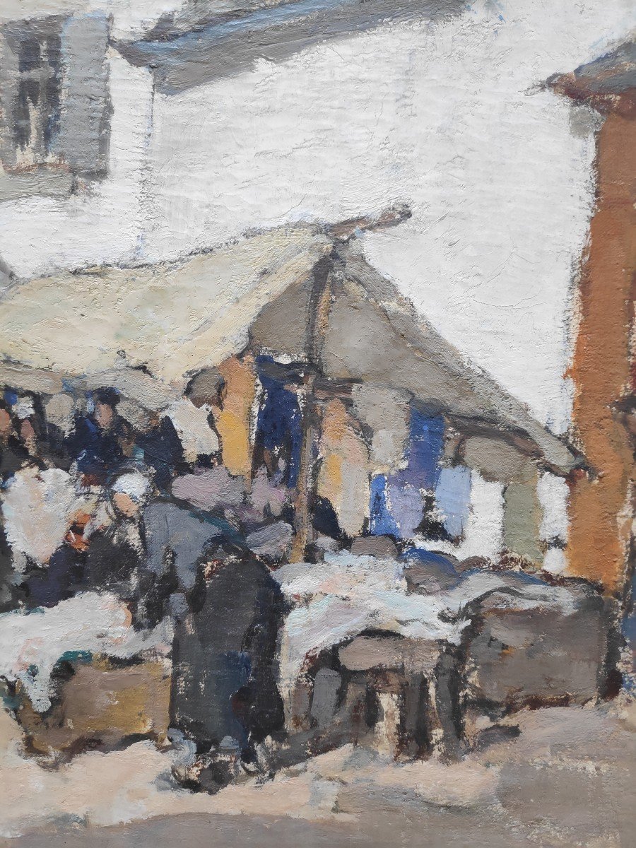 Georges Gobo (1876-1958), Market Scene In Douarnenez-photo-1