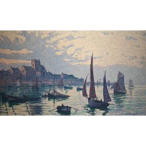 Paul Blanvillain (1891-1965), The Port Of Barfleur, Oil On Canvas