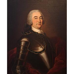 Ecole  Du XVIIIème Siècle, Portrait d'Homme En Cuirasse Vers 1740