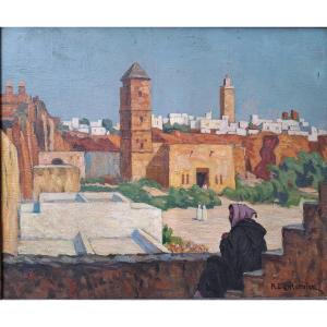 Raoul Léon Lanternier (1870-?), View Of The City Of Rabat - Oudayas Garden