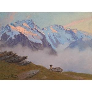 Edouard Brun (1860-1935), Crépuscule Sur La Montagne