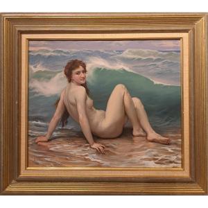 Artiste Russe Du XXème, Femme à La Vague, Huile